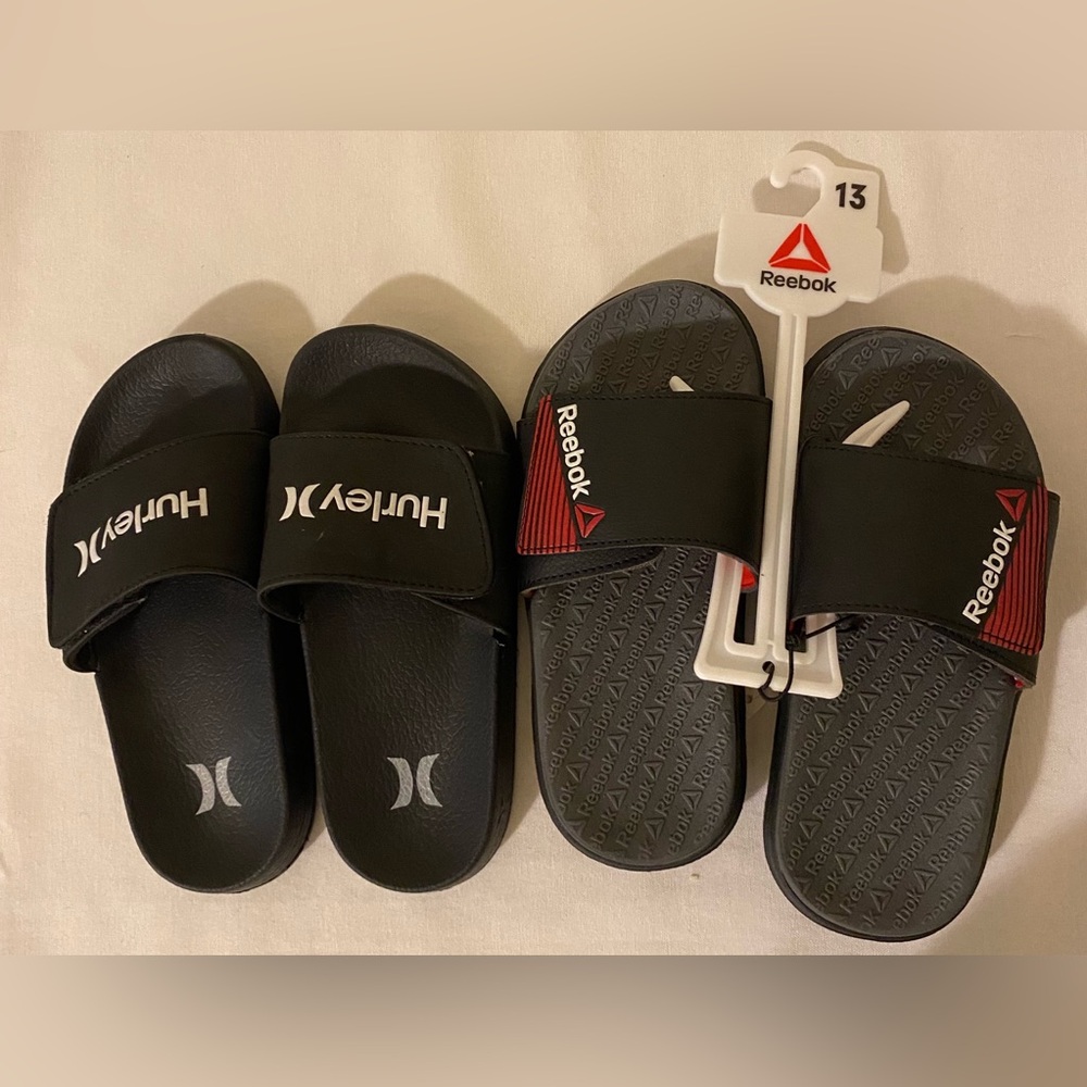 Two Pair of Boy’s Slides Size 13

New Reebok slides
Hurley slides